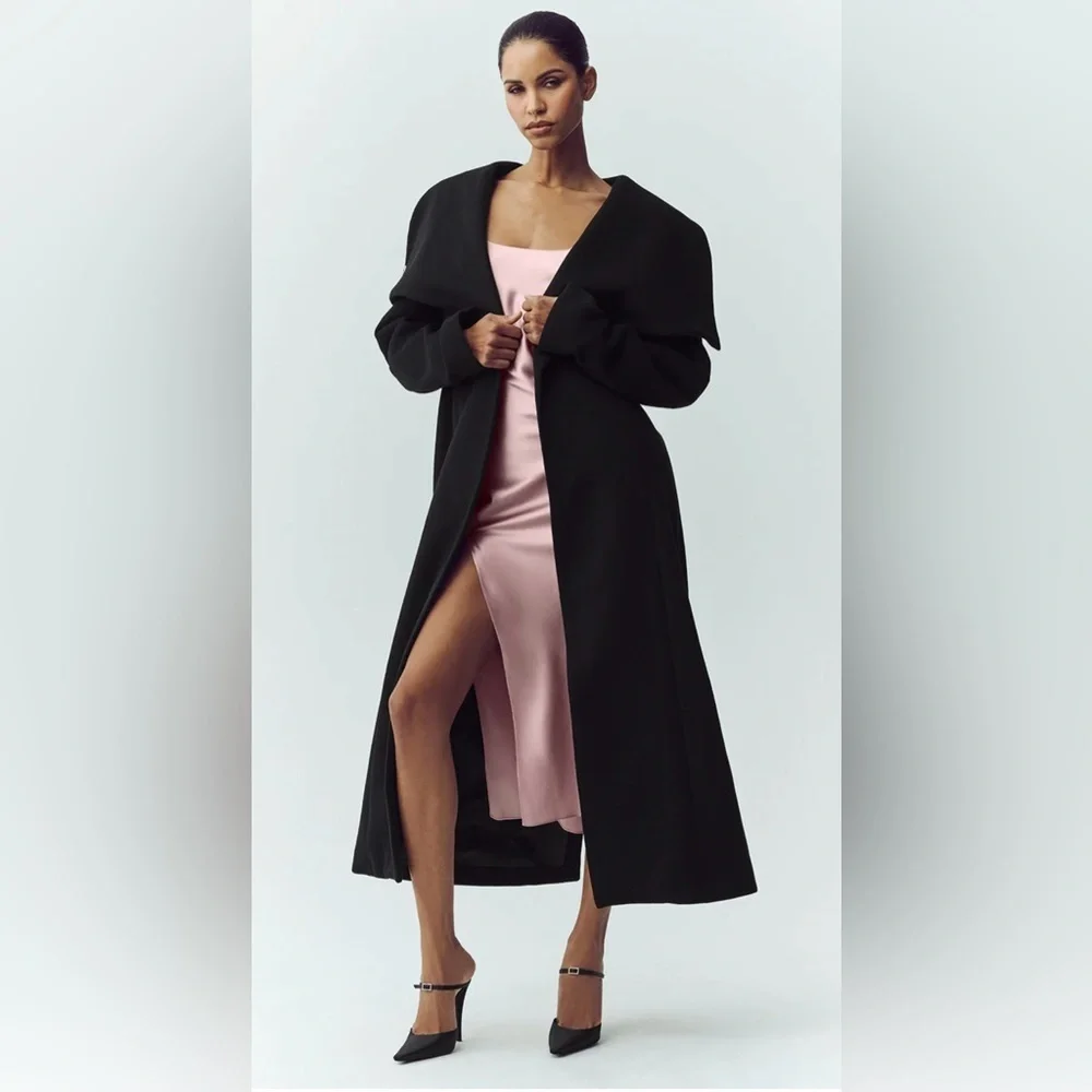 NWT Alo Yoga Wool Blend Night Fall Black Long Coat Size Small